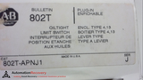 ALLEN BRADLEY 802T-APNJ1, SERIES J, OILTIGHT LIMIT SWITCH, 120V,