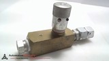 PARKER F800BT, IN-LINE FLOW CONTROL VALVE, W/ ATTACHED FITTINGS
